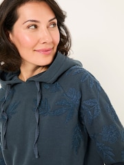 FatFace Ellie Dark Vintage Blue Embroidered Hoodie - Image 4 of 6