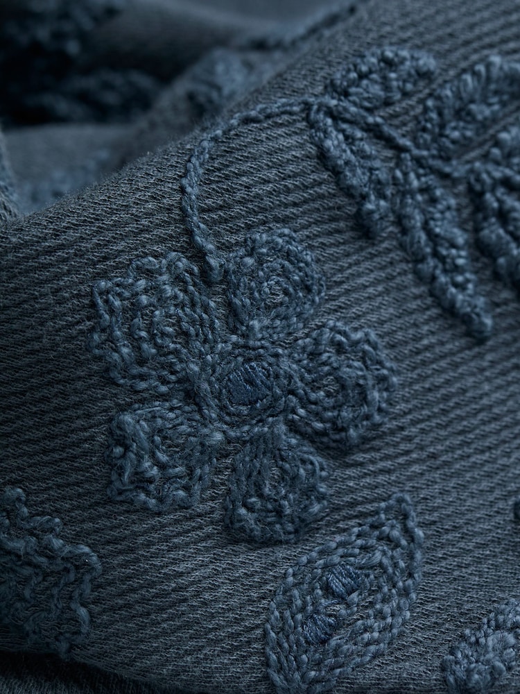 FatFace Ellie Dark Vintage Blue Embroidered Hoodie - Image 6 of 6