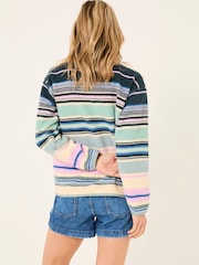 FatFace Multi Stripe Zip Through Fleece - Image 2 of 6