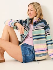 FatFace Multi Stripe Zip Through Fleece - Image 3 of 6