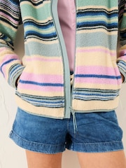 FatFace Multi Stripe Zip Through Fleece - Image 5 of 6