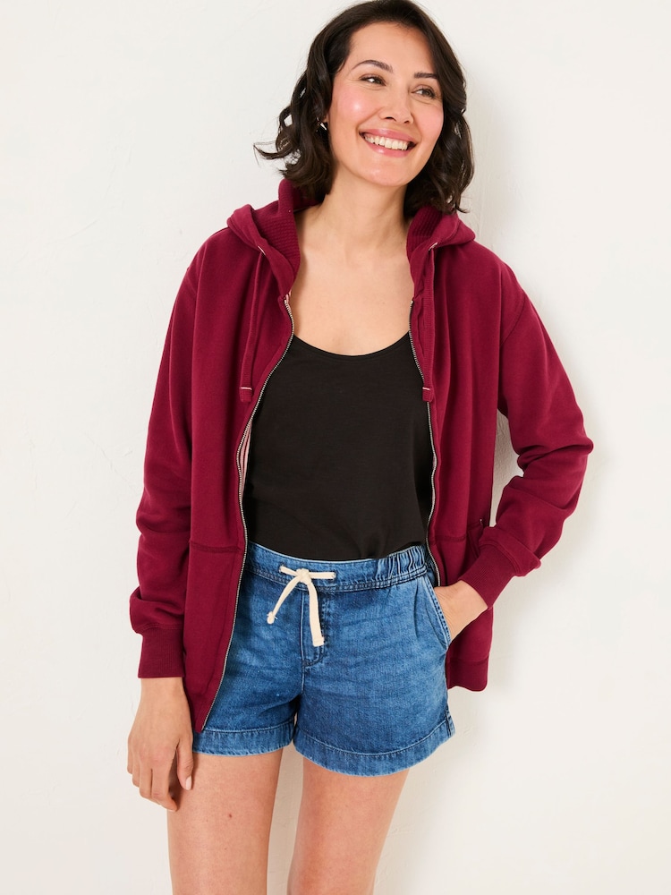 FatFace Amy Burgundy Red Zip Through Hoodie - Image 1 of 5