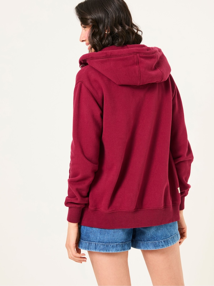 FatFace Amy Burgundy Red Zip Through Hoodie - Image 2 of 5