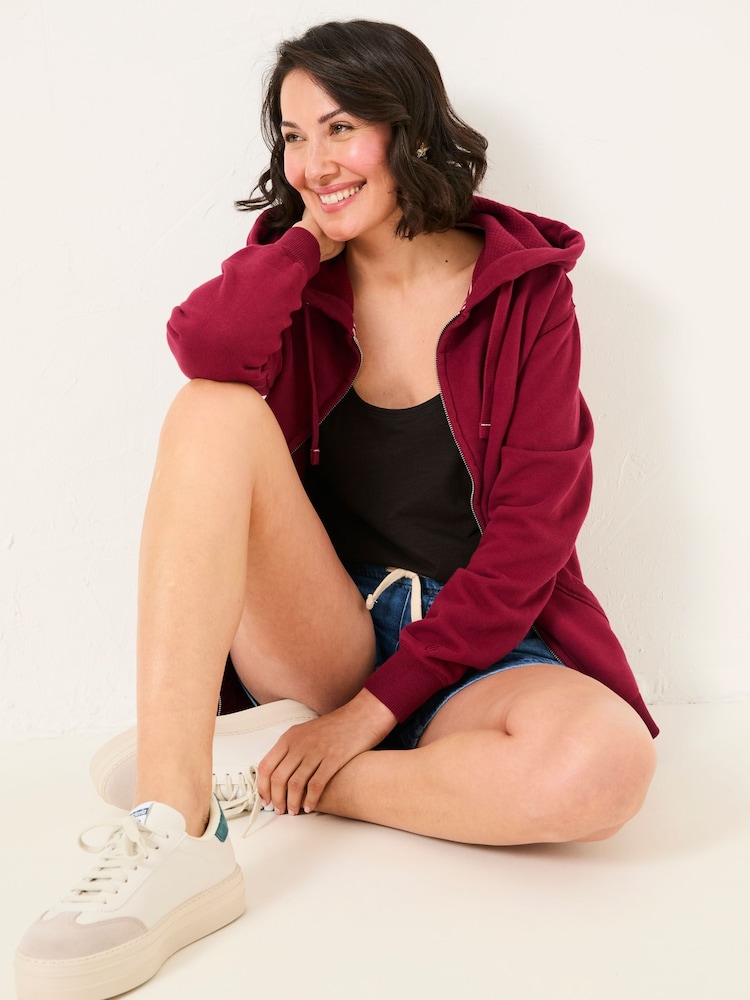 FatFace Amy Burgundy Red Zip Through Hoodie - Image 3 of 5