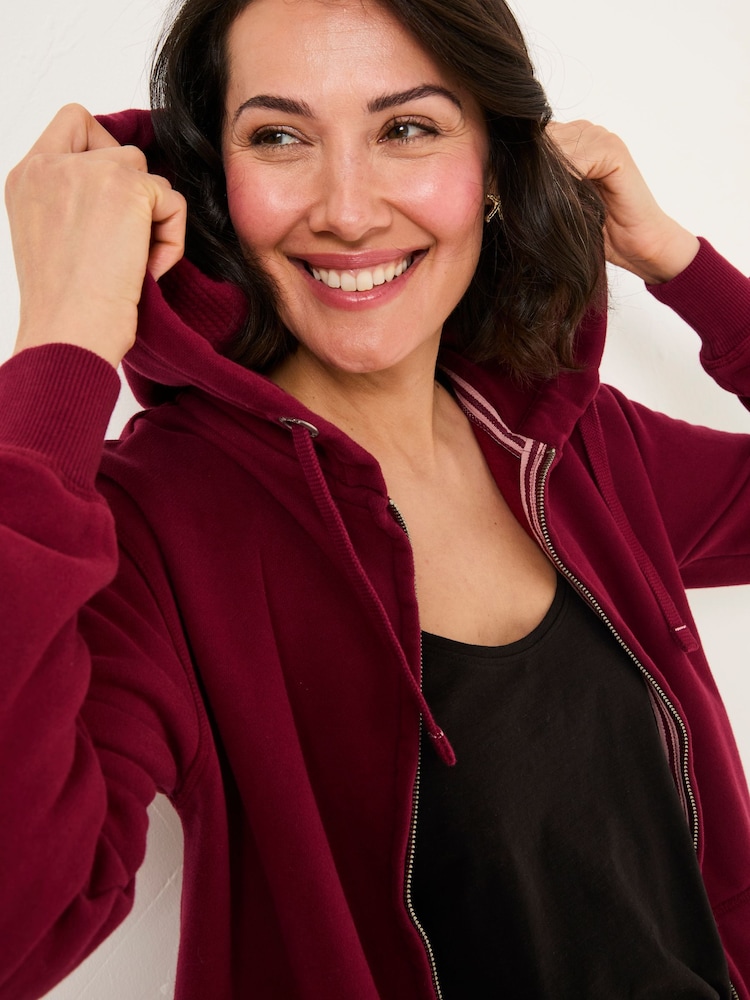 FatFace Amy Burgundy Red Zip Through Hoodie - Image 4 of 5