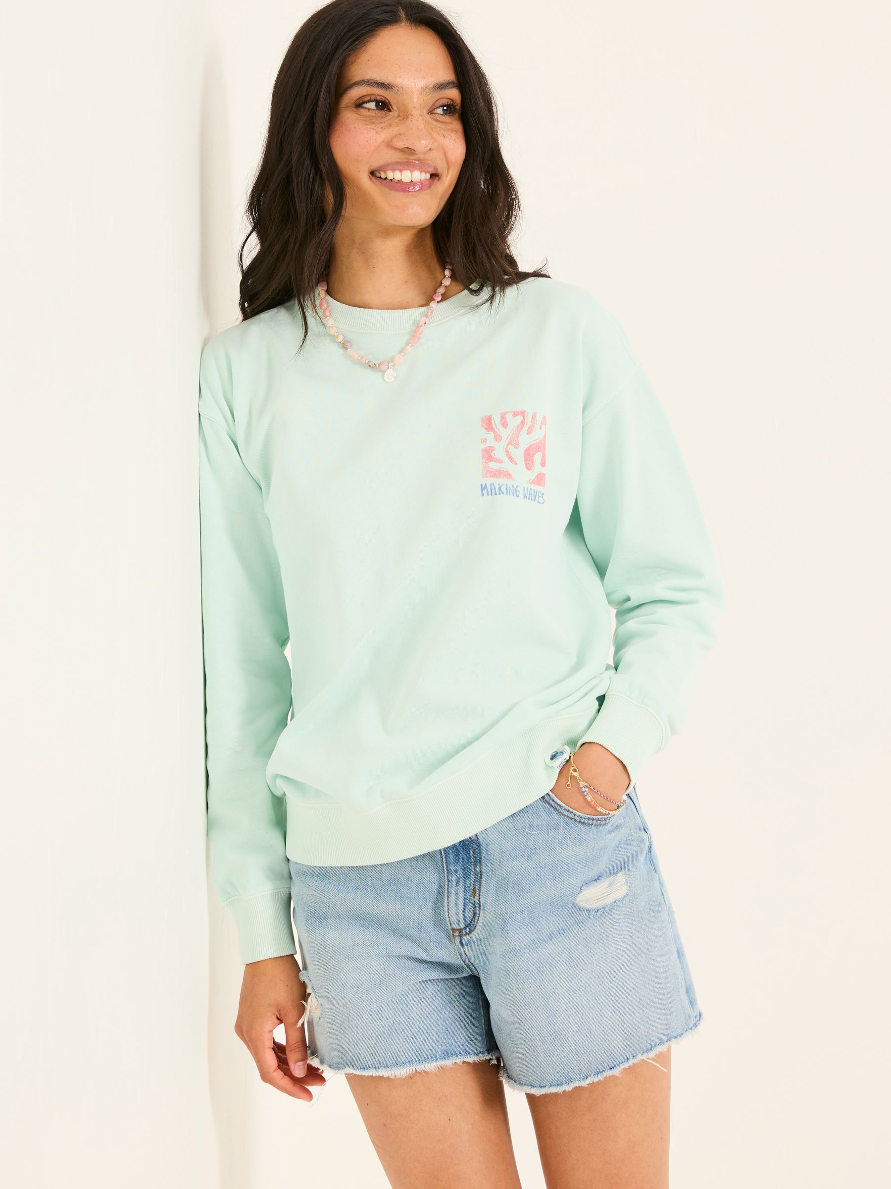 FatFace Georgia Mint Green MCS Graphic Crew Sweatshirt