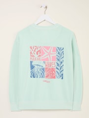 FatFace Georgia Mint Green MCS Graphic Crew Sweatshirt - Image 6 of 6