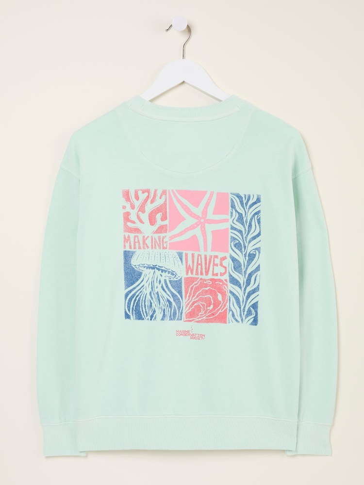 FatFace Georgia Mint Green MCS Graphic Crew Sweatshirt - Image 6 of 6