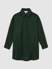 Reiss Green Lauren Shirt-Style Shift Dress With Wool - Image 2 of 6