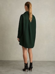 Reiss Green Lauren Shirt-Style Shift Dress With Wool - Image 5 of 6
