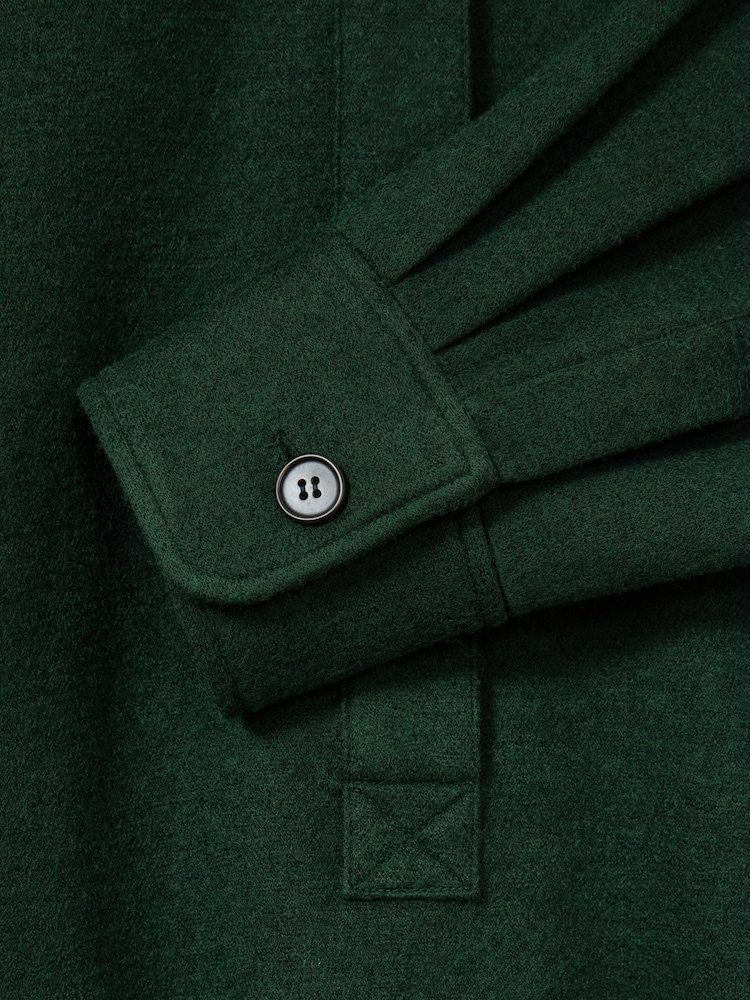 Reiss Green Lauren Shirt-Style Shift Dress With Wool - Image 6 of 6