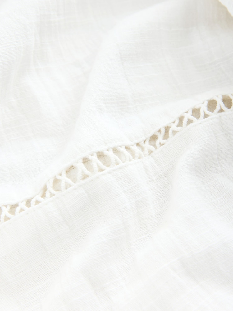 White Button Down Long Sleeve Doublecloth Blouse - Image 7 of 8