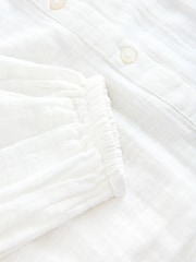 White Button Down Long Sleeve Doublecloth Blouse - Image 8 of 8