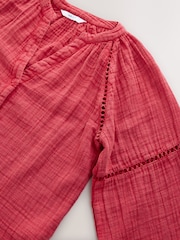 Red Button Down Long Sleeve Doublecloth Blouse - Image 2 of 3