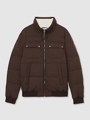 Reiss Brown Misty Faux-Fur Collar Puffer Jacket - Image 2 of 7