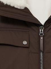 Reiss Brown Misty Faux-Fur Collar Puffer Jacket - Image 7 of 7