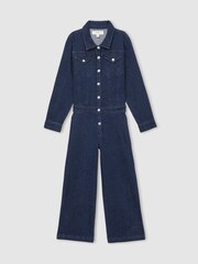 Reiss Blue Mira 13-14 yrs Wide-Leg Denim Jumpsuit - Image 1 of 4
