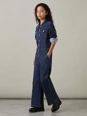 Reiss Blue Mira 13-14 yrs Wide-Leg Denim Jumpsuit - Image 2 of 4