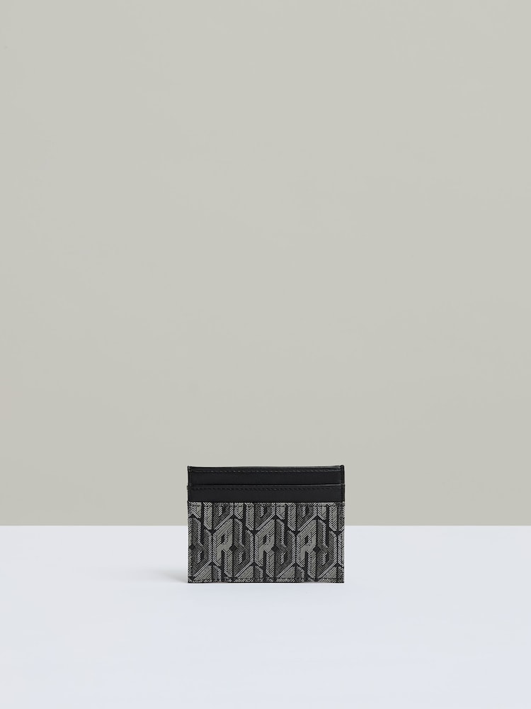 Reiss Grey Multi Fletcher Monogram Canvas Card Holder - Image 2 of 3
