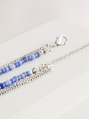 Blue/Silver Tone Beaded 3 Layer Necklace - Image 3 of 4