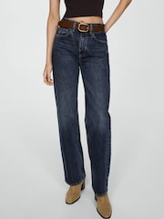 Mango Black Cecilia Straight-Fit High-Rise 100% Cotton Jeans - Image 3 of 7