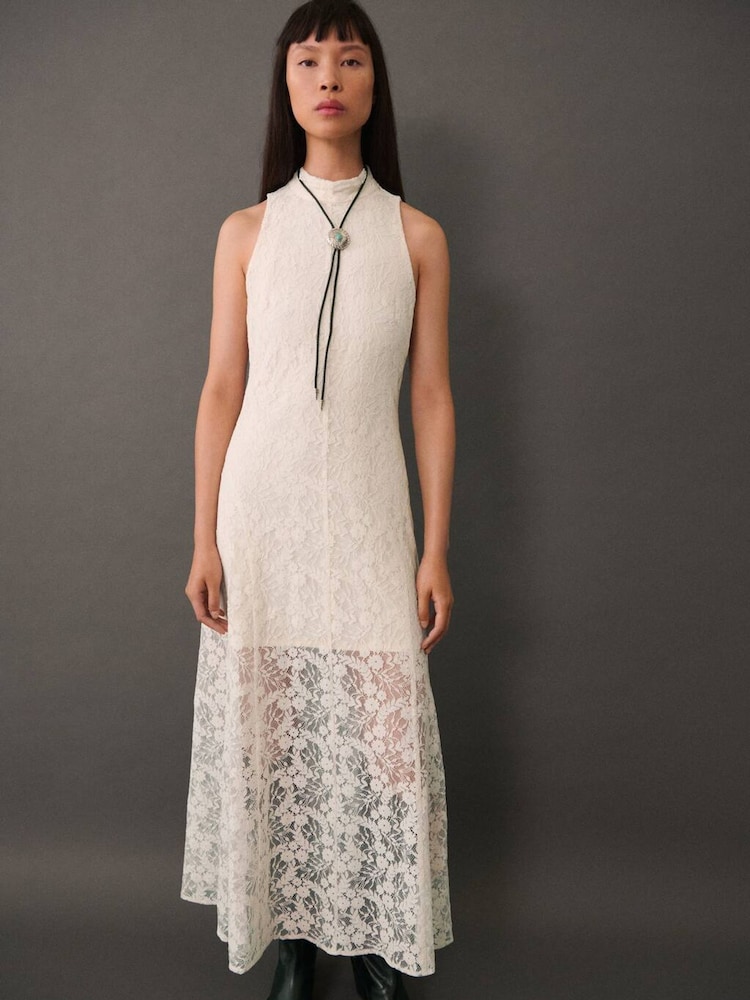 Mango Cream Lace Detail Gown - Image 1 of 7