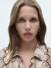 Mango Brown Snake Print Shirt Dress - Image 4 of 6