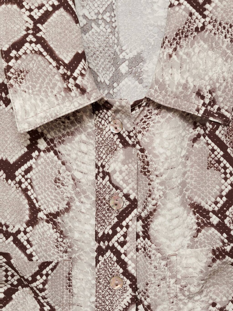 Mango Brown Snake Print Shirt Dress - Image 6 of 6
