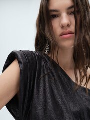 Mango Black One Shoulder Dress - Image 4 of 7