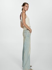 Mango Blue Mira Mid Rise Straight Leg 100% Cotton Jeans - Image 1 of 7