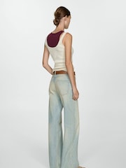 Mango Blue Mira Mid Rise Straight Leg 100% Cotton Jeans - Image 2 of 7