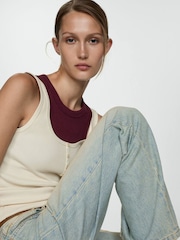 Mango Blue Mira Mid Rise Straight Leg 100% Cotton Jeans - Image 4 of 7