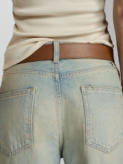 Mango Blue Mira Mid Rise Straight Leg 100% Cotton Jeans - Image 5 of 7