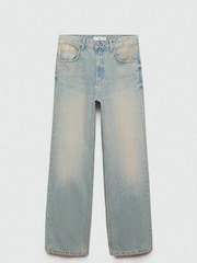 Mango Blue Mira Mid Rise Straight Leg 100% Cotton Jeans - Image 6 of 7