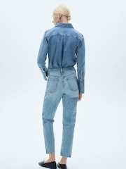 Mango Blue Mom Fit High Waist 100% Cotton Jeans - Image 2 of 7
