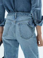 Mango Blue Mom Fit High Waist 100% Cotton Jeans - Image 5 of 7