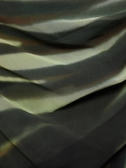 Mango Black Printed One Shoulder Midi Dress With Draping - Image 7 of 7
