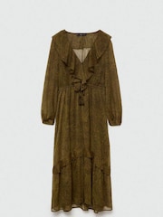 Mango Green Paisely Ruffle Detail Midi Dress - Image 6 of 7