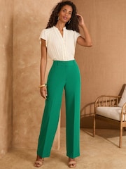 Love & Roses Green High Waist Wide Leg Tailored Trousers - Image 3 of 4