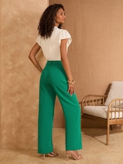 Love & Roses Green High Waist Wide Leg Tailored Trousers - Image 4 of 4