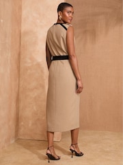 Love & Roses Camel Notch neck Midi dress - Image 3 of 4
