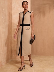 Love & Roses Camel Notch neck Midi dress - Image 4 of 4