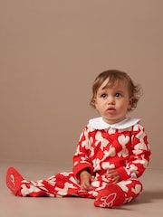 Angel & Rocket Red 100% Cotton Delphine Peter Pan Collar Babygrow - Image 1 of 7