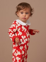 Angel & Rocket Red 100% Cotton Delphine Peter Pan Collar Babygrow - Image 2 of 7
