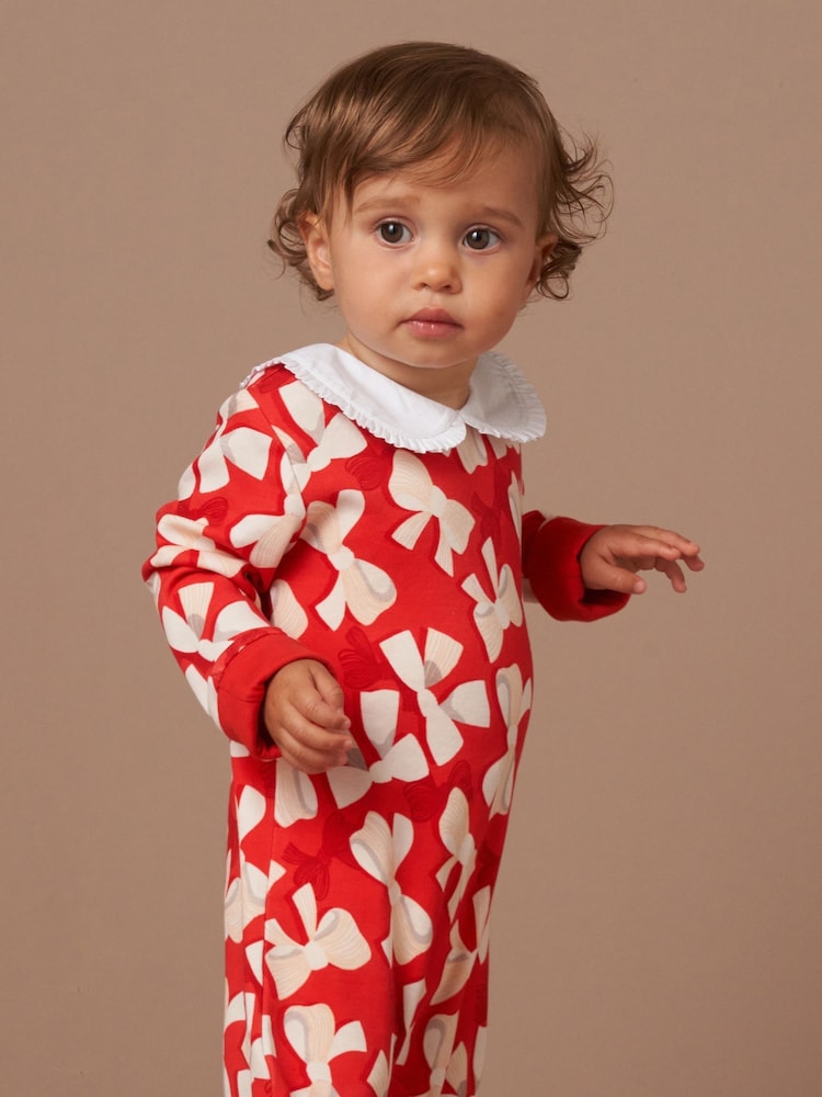 Angel & Rocket Red 100% Cotton Delphine Peter Pan Collar Babygrow - Image 2 of 7