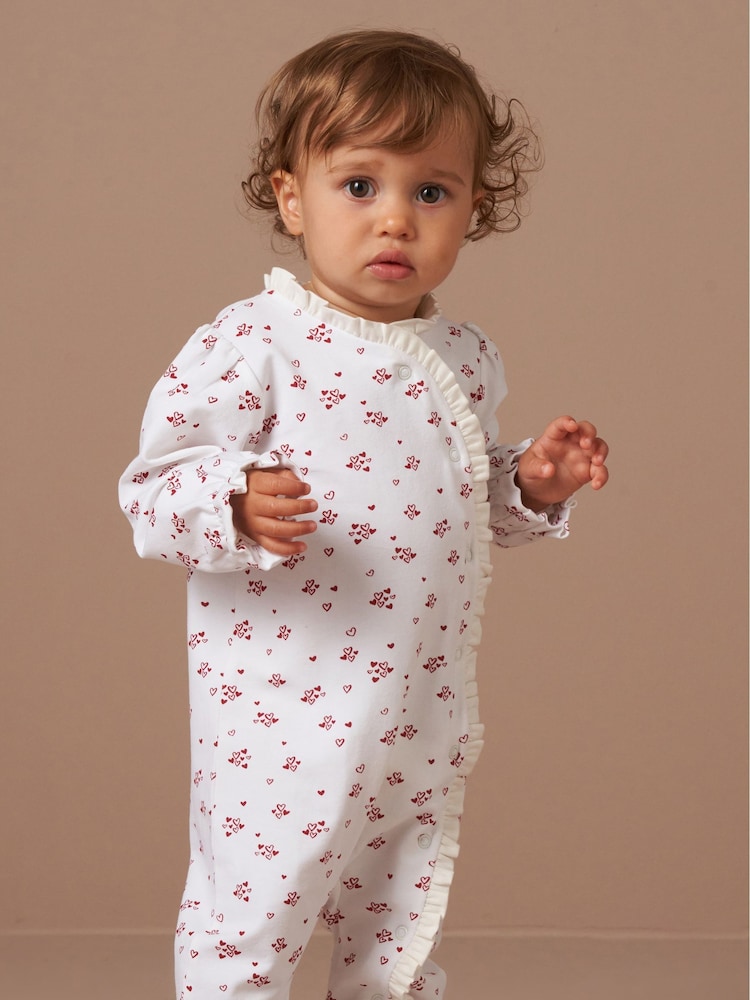 Angel & Rocket White Clemie Frill Heart Babygrow - Image 1 of 6