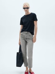 Mango Grey Mom Slim Fit High Waist 100% Cotton Jeans - Image 2 of 7