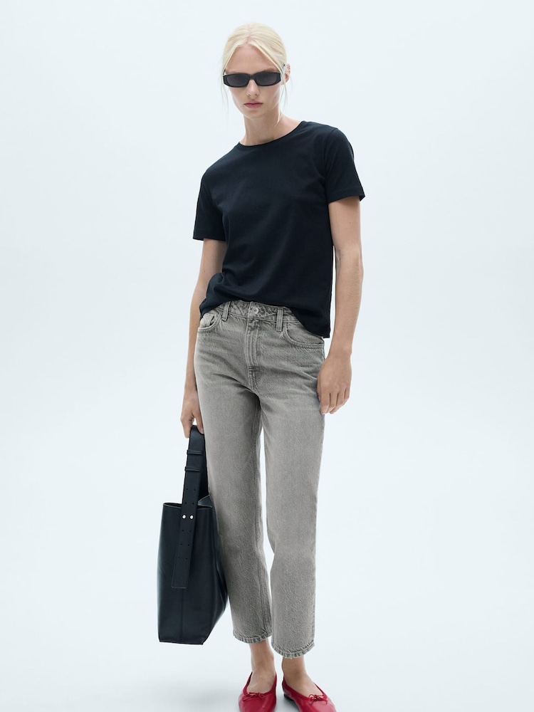 Mango Grey Mom Slim Fit High Waist 100% Cotton Jeans - Image 2 of 7
