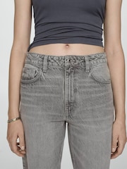 Mango Grey Mom Slim Fit High Waist 100% Cotton Jeans - Image 4 of 7