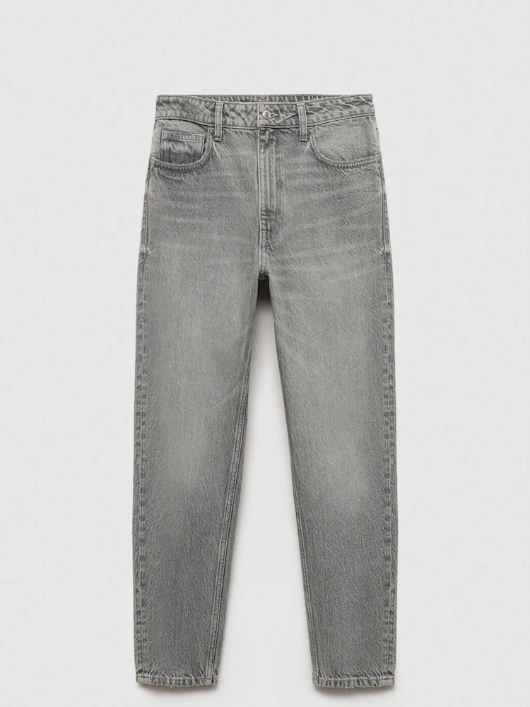Mango Grey Mom Slim Fit High Waist 100% Cotton Jeans - Image 6 of 7